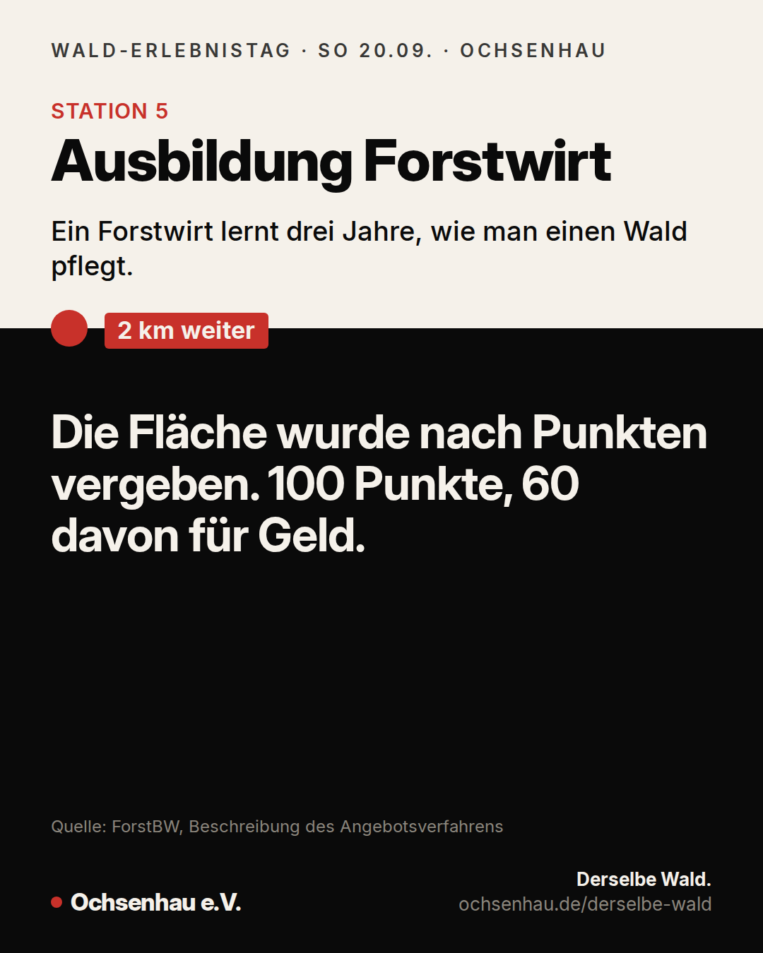 Station 5 Ausbildung Forstwirt und 2 km weiter